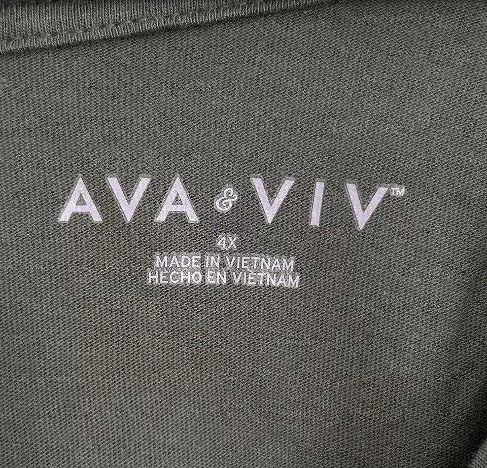 Ava & Viv Women’s Plus Size 4X Olive Top Long Sleeve V-Neck